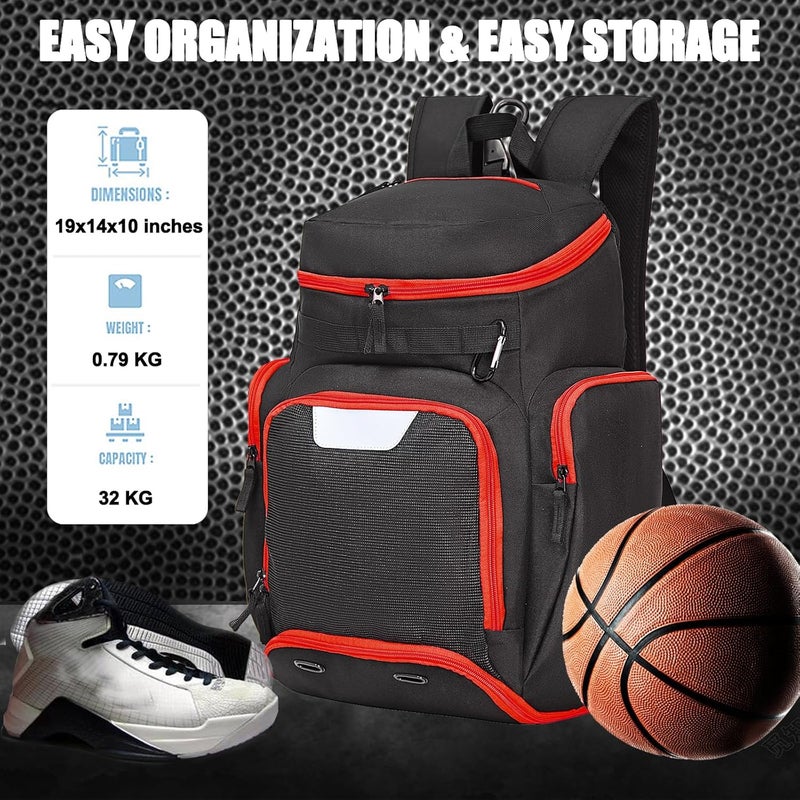 LARIPOP Basketball Backpack Large Sports Bag, Gym Bag with Ball Compartment and Shoe Compartment to Store Sports Shoes Water Bottles Laptops and Daily Necessities, Widely Used in Basketball, Soccer - Image 2